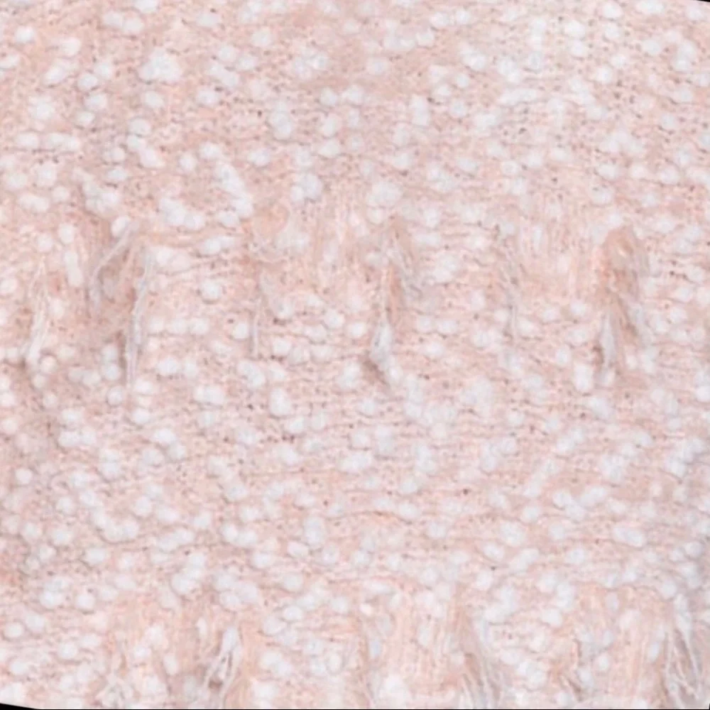 SALE POL Pink & White Plush & Fuzzy Popcorn Sweater Oversized